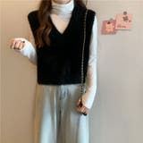 シャギーニットベスト Vネック 重ね着 秋 冬 レディース | Beststore | 詳細画像8 