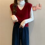 シャギーニットベスト Vネック 重ね着 秋 冬 レディース | Beststore | 詳細画像32 
