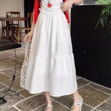 ホワイト | ロングスカート ウエストゴム入り ギャザー切り替え | Beststore