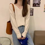 ライトベージュ | レディースファッション通販 リブニットトップス シンプルニット | Beststore