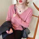 ピンク | レディースファッション通販 リブニットトップス シンプルニット | Beststore