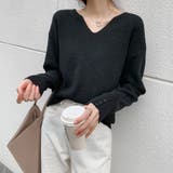 ブラック | レディースファッション通販 リブニットトップス シンプルニット | Beststore