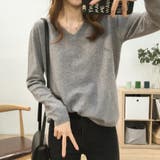 グレー | ニットソー長袖 Vネック ニットソー | Beststore