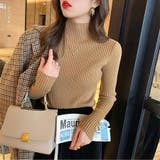 キャメル | ハイネック リブニットトップス レディース | Beststore