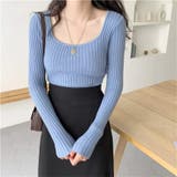 Uネック リブニットトップス レディース | Beststore | 詳細画像2 