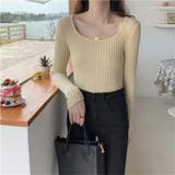 Uネック リブニットトップス レディース | Beststore | 詳細画像5 