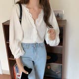 Vネックシフォンブラウス パフ袖 トップス | Beststore | 詳細画像3 