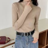 モカベージュ | フリル ハイネックニット トップス | Beststore