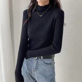 ブラック | フリル ハイネックニット トップス | Beststore