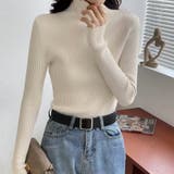 ライトベージュ | フリル ハイネックニット トップス | Beststore