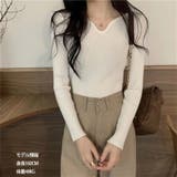 vネックニット ハートシェイプドネックニットトップス リブニット | Beststore | 詳細画像6 