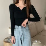 vネックニット ハートシェイプドネックニットトップス リブニット | Beststore | 詳細画像2 