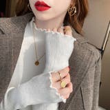 フリルカラーハイネックニットトップス リブ インナーニットプチフリル | Beststore | 詳細画像4