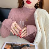 フリルカラーハイネックニットトップス リブ インナーニットプチフリル | Beststore | 詳細画像1