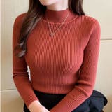 レッド | ハイネック ニット トップス | Beststore