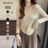 ライトベージュ | クルーネック ニットトップス セーター | Beststore