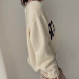 ロゴプリントオーバーサイズニットセータートップス 韓国ニットサイドスリット | Beststore | 詳細画像8