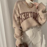 ロゴプリントオーバーサイズニットセータートップス 韓国ニットサイドスリット | Beststore | 詳細画像6