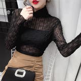 ブラック | シアーブラウス シャーリングタートルネックシアーブラウス トップス | Beststore