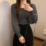 ダークグレー | スクエアネック トップス Uネック | Beststore