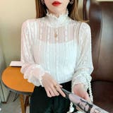 レースシアーブラウス シャーリングタートルネック 袖ボリューム | Beststore | 詳細画像7