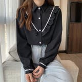 ブラック | 襟付きシャツ フリルシャツ ブラウス | Beststore
