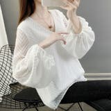 レディース ボリューム袖シアーブラウス Vネックシフォンブラウス | Beststore | 詳細画像2 