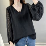 レディース ボリューム袖シアーブラウス Vネックシフォンブラウス | Beststore | 詳細画像7 
