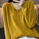 イエロー | Vネック ニットセーター | Beststore