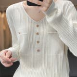 ホワイト | Vネック ニットセーター | Beststore