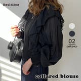 ブラック | 襟付きブラウス 襟付きトップス シャツ | Beststore