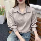 ベージュ | 「新色追加」【全９色】ストライプ スキッパーシャツ ブラウス | Beststore