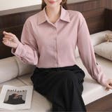 ピンクベージュ | 「新色追加」【全９色】ストライプ スキッパーシャツ ブラウス | Beststore