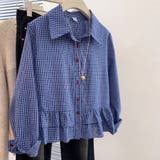 アシンメトリーフリルシャツ チェック シャツ ベーシックカラーシャツ | Beststore | 詳細画像4