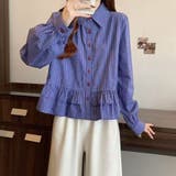 アシンメトリーフリルシャツ チェック シャツ ベーシックカラーシャツ | Beststore | 詳細画像3