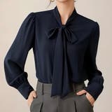 ボウタイリボン長袖ブラウス トップス シャツ | Beststore | 詳細画像3