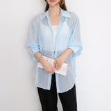 ブルー | シアーシャツ ブラウス レディース | Beststore
