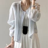 ライトブルー | ノーカラー 夏カーディガン シャツブラウス | Beststore