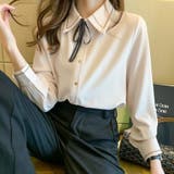 リボン 付き ボウタイ シャツ ブラウス 長袖 ステッチ デザイン | Beststore | 詳細画像11 