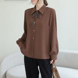 リボン 付き ボウタイ シャツ ブラウス 長袖 ステッチ デザイン | Beststore | 詳細画像33