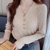 Vネックリブニットセーター 長袖スリム | Beststore | 詳細画像8 