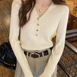 Vネックリブニットセーター 長袖スリム | Beststore | 詳細画像10 