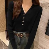 Vネックリブニットセーター 長袖スリム | Beststore | 詳細画像2 