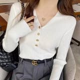 Vネックリブニットセーター 長袖スリム | Beststore | 詳細画像3 