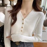 Vネックリブニットセーター 長袖スリム | Beststore | 詳細画像4 
