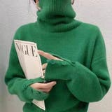 グリーン | ハイネック タートルボタン ニットセーター トップス  | Beststore