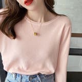 ライトピンク | ふんわり柔らかラウンドネック カットソーニットトップス | Beststore