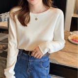 ふんわり柔らかラウンドネック カットソーニットトップス | Beststore | 詳細画像2 