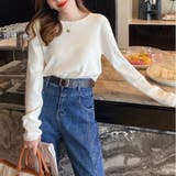 ふんわり柔らかラウンドネック カットソーニットトップス | Beststore | 詳細画像5 