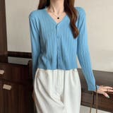 vネックカーディガン ショット丈 リブニットトップス レディース | Beststore | 詳細画像32 